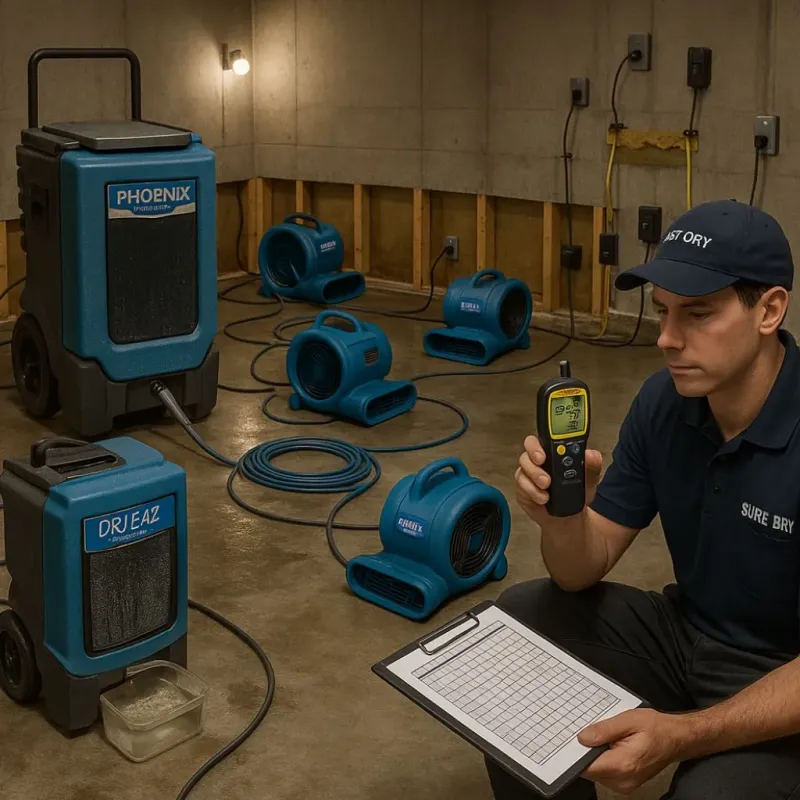 Structural Drying and Dehumidification process in Murray County, OK